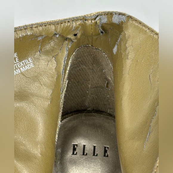 Elle Vaughn Olive Green PeepToe Ankle Booties Canvas Sz 7 - Picture 11 of 12